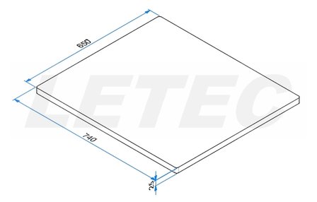 Montageplaat CW20 / CW30 / CW40 afm. 740x650x25mm